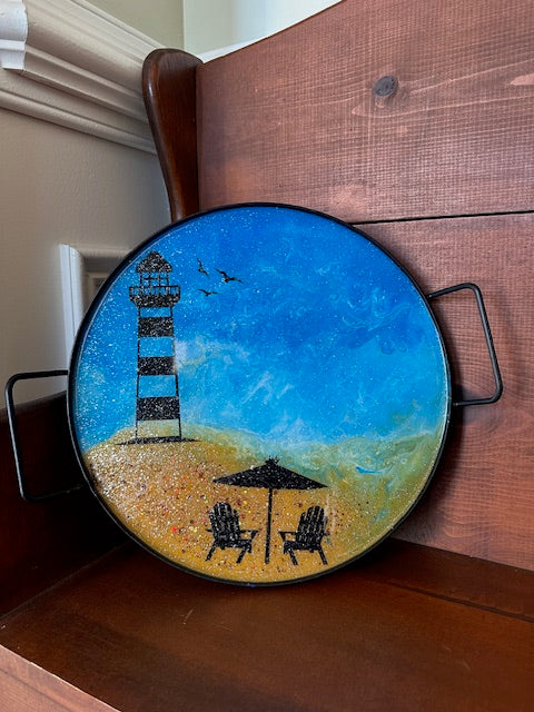 Epoxy Beach Scene Table Tray