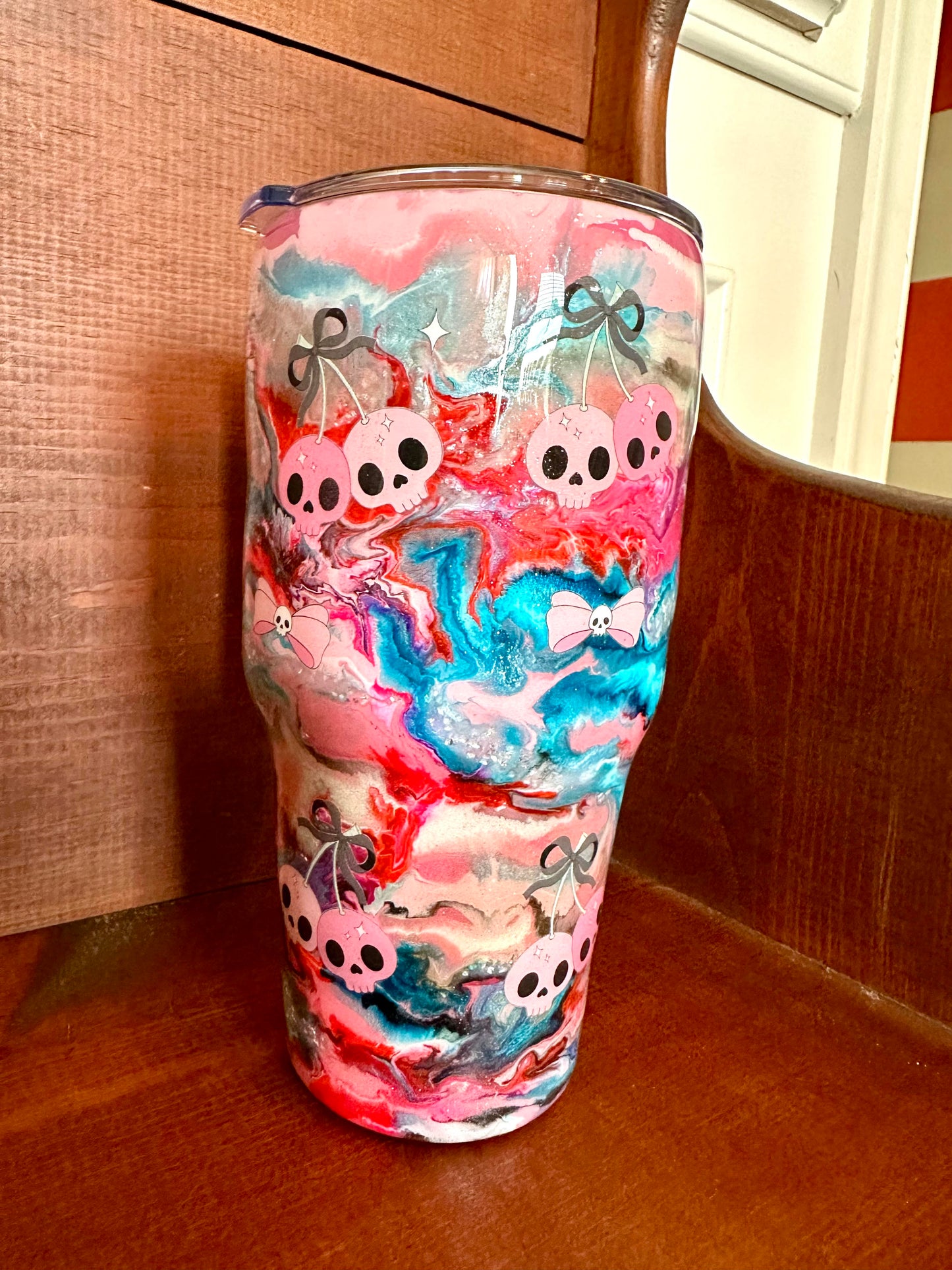 30 Ounce Epoxy Tumbler "Skulls & Swirls"