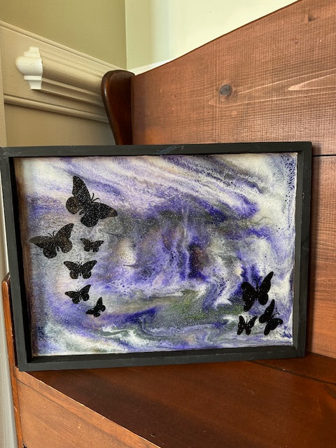 Purple Butterfly Epoxy Wall Decor