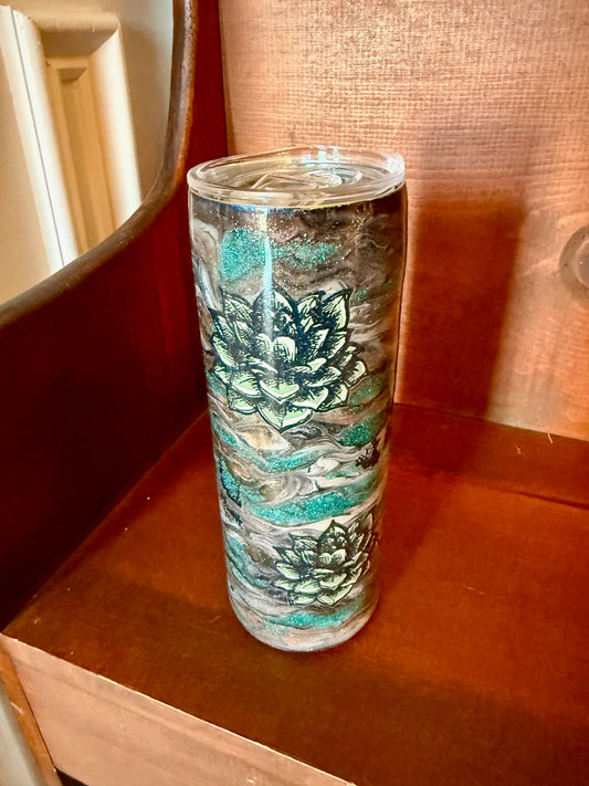 20 Ounce Epoxy Tumbler "Green Floral"