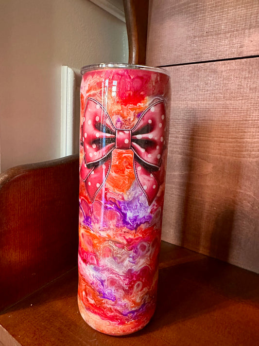 30 Ounce Epoxy Tumbler "Pink Ribbon Swirl" with Glitter