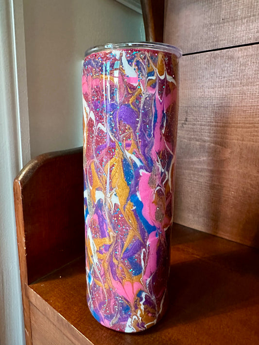 30 Ounce Epoxy Tumbler "Graffiti Pattern" with Glitter