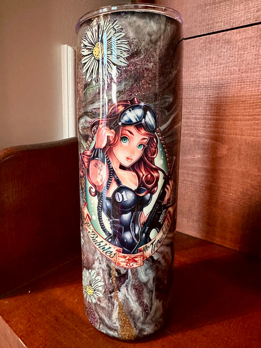 30 Ounce Epoxy Tumbler "No Bubbles No Troubles" Floural Design