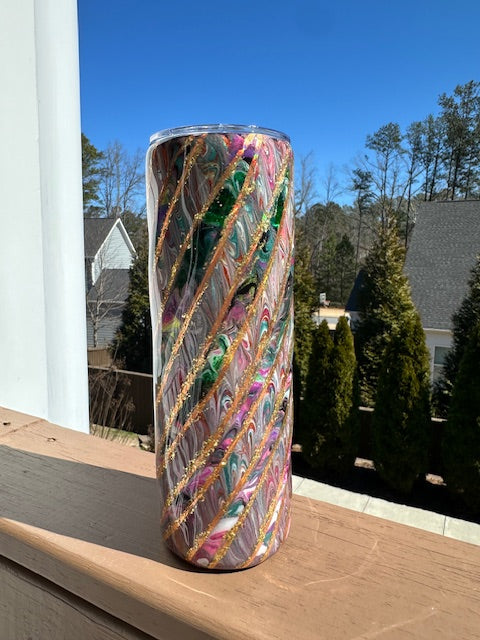 30 ounce double design glitter tumbler.