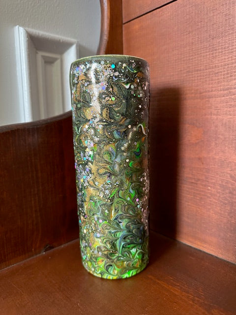 20 ounce green glittered tumbler