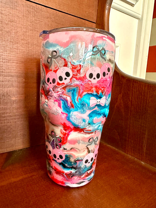 30 Ounce Epoxy Tumbler "Skulls & Swirls"